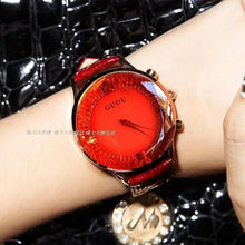 Load image into Gallery viewer, HK GUOU Brand Quartz Lady Watch Rhinestone Waterproof Women's Watch Genuine Leather Upscale Large Dial Luxury Gift Wristwatches