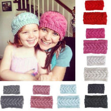 Load image into Gallery viewer, HandmadeKnit Wool Hairband for Mother & Daughter Headband Knit Flower Hairband Ear Warmer Headwrap