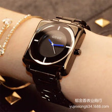 Load image into Gallery viewer, HK Brand Wristwatches Quartz-Watches High-Grade Women's Watches Rose Gold Black Stainless Steel Strap Joker Square Simple Luxury
