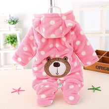 Load image into Gallery viewer, Modern Winter Baby Bear Animal Costume Hooded Romper Warm Flannel Plush Jumpsuit For Girls and Boys