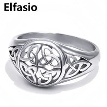 Load image into Gallery viewer, Women's Girl's Celtic Knot Silver Gold Stainless Steel Ring Jewelry