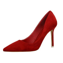 Load image into Gallery viewer, Plus Size 34-43 Woman Concise Office Shoes Fashion Pointed Toe Women Pumps Flock Shallow High Heels Women's Party Shoes 9 Colors