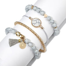 Load image into Gallery viewer, Handmade Stone Bohemian Heart Beads Tassel Layered Bracelet Set for Women Handmade Chains Rope Adjustable Bangle Set Anklet For Ladies and Women