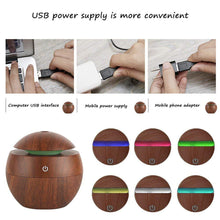 Load image into Gallery viewer, 130ML USB Aroma Diffuser Ultrasonic Cool Mist Humidifier Air 7 Color Change LED Night Light For Office Home