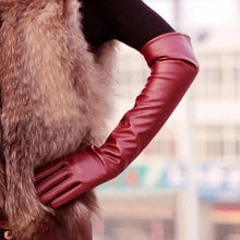 Load image into Gallery viewer, Women's Faux Leather Elbow Gloves Winter Long Gloves Warm Lined Finger Gloves New YP9