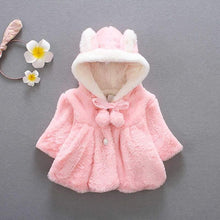 Load image into Gallery viewer, Luxury Modern High Quality Winter Rabbit Ear Warm Fur Coat Cloak Jacket Outerwear for Newborn Baby Girls