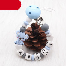 Load image into Gallery viewer, Modern Handmade Personalized Name Baby Pacifier Clips Silicone Pacifier Chain Wood Pacifier Holders For Pacifier For Baby Kids