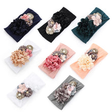 Load image into Gallery viewer, Luxury Handamde Pearl Baby Kids Fashion Headbands Nylon Flower Girl Hairband Pearl Turban Soft Bow