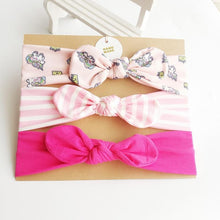Load image into Gallery viewer, 3PCS Set Baby Headband Girls Hair Accessories Cotton Rabbit Ear Turban Bow Elastic Hairband For Baby Girls