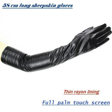 Load image into Gallery viewer, Long Sheepskin Gloves Women's Genuine Leather 58cm Length Sleeve Velvet Lining Keeps Warm in Autumn and Winter