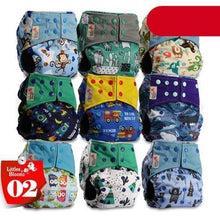 Load image into Gallery viewer, Modern 9/6PCS Set Bamboo Charcoal Washable Real Cloth Pocket NappiesFor Baby Boys and Girls Diaper Set In Modern Design