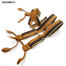 Load image into Gallery viewer, 3*100Cm Vintage Men's Suspenders Pants 6 Buckles Suspenders Men Adjustable Elasticity Strap Suspenders Women's Pants Braces Man
