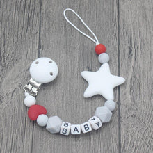 Load image into Gallery viewer, Personalized Name Handmade Pacifier Clips Holder Chain Silicone Pacifier Chains Baby Teether Teething Chain For Baby and Kids