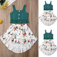 Load image into Gallery viewer, Stilish 2Pcs Baby Girl Toddler Dress For Baby Girl with Ruffle Tops Floral Dress Set In Modern Flower Interetsing Design For Girls Kids