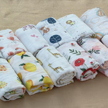 Load image into Gallery viewer, Lightweight Cotton Soft Fruits Print Muslin Baby Blankets Bedding For Newborns Swaddle Blanket For Babies