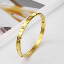 Load image into Gallery viewer, Rose Gold Women's Bracelets Crystal Bangles for Women Bohemian Stainless Steel Fashion Jewelry Love Valentines Day Gift
