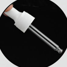 Load image into Gallery viewer, 18-410 glass dropper black/white ribbed skirt plastic/aluminum Cap assembly with rubber bulb and glass pipette X10