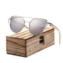 Load image into Gallery viewer, Modern Cat Eye Sunglasses for Women Polarized Sunglasses with metal frame and natural Bamboo wood frame Fashion Style
