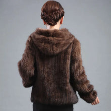 Load image into Gallery viewer, New mink fur coat women's long-sleeve top fashion all-match Mink knit jacket mink knitted fur coat Free shipping