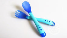 Load image into Gallery viewer, 3Pcs Set Baby Dishes With Suction Cup Assist Food Bowl Temperature Sensing Spoon Baby Tableware Baby Utensils Spoon+Fork