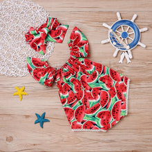 Load image into Gallery viewer, Newborn Baby Girls Watermelon Printed Sleeveless Bodysuit Sunset Jumpsuit Casual Clothes for Girls