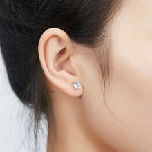 Load image into Gallery viewer, HUTANG Aquamarine Women's Stud Earrings Natural Blue Gemstone Solid 925 Sterling Silver Fine Elegant Classic Jewelry for Gift