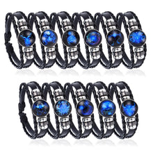 Load image into Gallery viewer, New Gemini C Leo Virgo Libra Scorpio 12 Constellation Amazing Black Elegant Punk Leather Bracelet Zodiac Bracelet For Men And Women