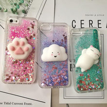 Load image into Gallery viewer, 3D Cat Case For Iphone 5s Se 7 7 Plus Case Liquid Quicksand Glitter Silicone Case For Iphone 8 8 Plus X 6 6s Cover Rubber Silicone Phone Case