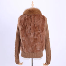 Load image into Gallery viewer, 2020 Women's Genuine Real Rabbit Fur Fox Fur Collar Knitting Sleeve Women's Winter Coat Fur Jacket Casual Short Outwear Slim
