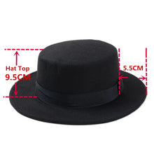 Load image into Gallery viewer, New Fashion Wool Pork Pie Boater Flat Top Hat For Women's Men's Felt Wide Brim Fedora Gambler Hat