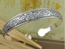 Load image into Gallery viewer, Big Elegant Luxury Amazing Classic Fashion Flower Metal Tibetan Indian Silver Vintage Retro Fashion Cuff Bracelet Bangle For Woman With Details of Animals
