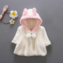 Load image into Gallery viewer, Luxury Modern High Quality Winter Rabbit Ear Warm Fur Coat Cloak Jacket Outerwear for Newborn Baby Girls