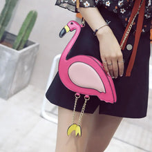 Load image into Gallery viewer, Fashion Pu leather embroidery flamingo shape casual chain purse ladies shoulder bag handbag women's crossbody mini messenger bag