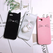 Load image into Gallery viewer, Cat Soft Silicone Mobile Phone Case Back Cover 3D Cute Bear Seal Phone Case For iPhone 6 6S 7 8 Plus X Case Cartoon Cat Ear Silicone Case For iPhone5S SE 8 Plus