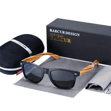 Load image into Gallery viewer, Luxury Handmade Polarized Handmade Bamboo Wood Universal Sunglasses In Zebra Wood Style Vintage Wooden Frame Male Driving Sun Glasses Shades Gafas With Box and UV400Protection