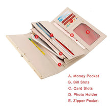 Load image into Gallery viewer, FOXER Brand Women's Split Leather Long Wallet Lady Luxury Clutch Bags Coin Purse Female Fashion Credit Card Holder Festival Gift