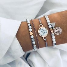 Load image into Gallery viewer, Luxury Modern Gold Crystal Circle Arrow Bracelets Set for Women In Bohemian Pink Opal Adjustable Charm Bracelet Jewelry Style for Women and Ladies