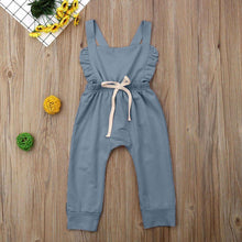 Load image into Gallery viewer, Newborn Baby Girl Boy Backless Striped Ruffle Romper Overalls Jumpsuit Clothes In Retro Syle For Boys And Girls