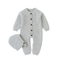 Load image into Gallery viewer, Handmade Girls Romper Knitted Newborn Baby Clothes Romper With Hat Infant Toddler Jumpsuit For Boys And Girls Warm Jumpsuit For Winter