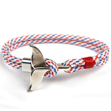 Load image into Gallery viewer, Fashion Whale Tail Bracelets For Men And Women Charm Survival Rope Chain Bracelet Male Wrap Metal Hooks