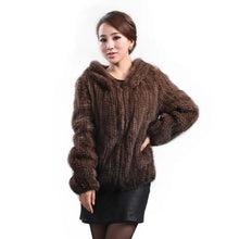 Load image into Gallery viewer, New mink fur coat women's long-sleeve top fashion all-match Mink knit jacket mink knitted fur coat Free shipping