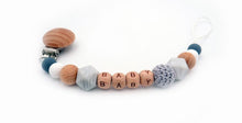 Load image into Gallery viewer, Handmade Personalized Name Silicone Wood Pacifier Clips Safe Teething Chain Baby Teether Clips Holder For Pacifier For Kids