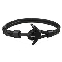 Load image into Gallery viewer, Black Anchor Modern Bracelets New Amazing Charm Survival Rope Chain Paracord Bracelet Elegant For Male Wrap Metal Sport Hooks