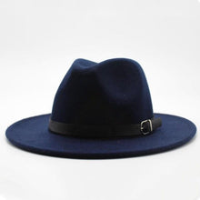 Load image into Gallery viewer, Vintage Winter Autumn Woolen Women Men Belt Buckle Fedora Hat Classic Wide Brim Floppy Hat Retro Warm Top Hat Vintage Cap Women Fedoras Durable Hat