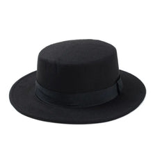 Load image into Gallery viewer, New Fashion Wool Pork Pie Boater Flat Top Hat For Women's Men's Felt Wide Brim Fedora Gambler Hat