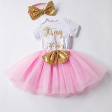 Load image into Gallery viewer, Baby First Birthday Outfits Tutu Tulle for 1 Year Party Fluffy Pink Communion Toddler Christening Gown Dresses For Girls