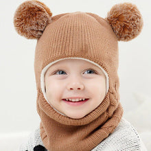 Load image into Gallery viewer, Modern New Kids Winter Hats Ears Girls Boys Children Warm Caps Scarf Set Baby Knitted Cute Cap For Winter For Boys and Girls