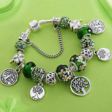 Load image into Gallery viewer, Elegant Modern Amazing Fashion New Luxury Silver Tree of Life Fashion Bracelet Green Leaf Crystal Charm Bracelet