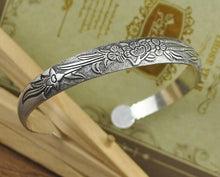 Load image into Gallery viewer, Big Elegant Luxury Amazing Classic Fashion Flower Metal Tibetan Indian Silver Vintage Retro Fashion Cuff Bracelet Bangle For Woman With Details of Animals