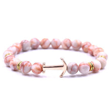 Load image into Gallery viewer, Modern Color Natural Stone Amazing Anchor Elegant Bracelet Nice Arrow White Black Onyx Lava Beads Luxury Bracelets For Women And Men Jewelry